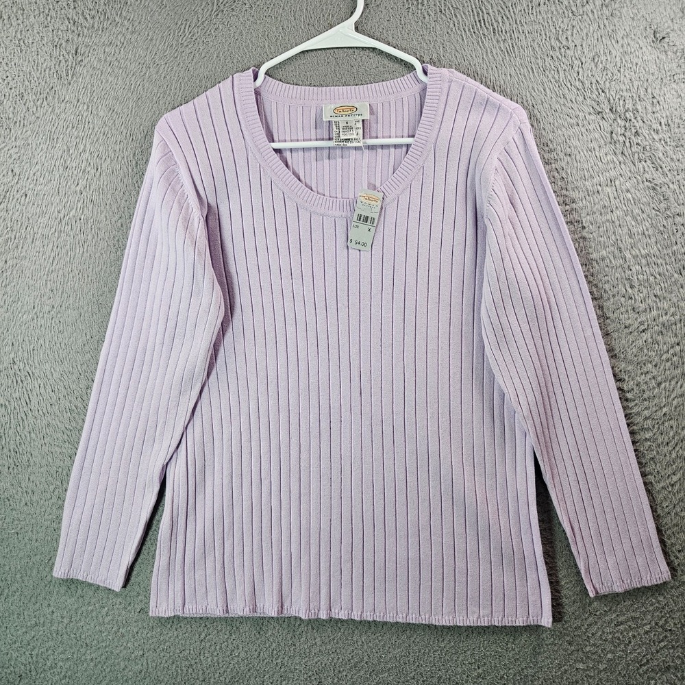 $54 NEW Vtg Talbots Knit Top Women Size X Petite Stretch Long Sleeve Purple
